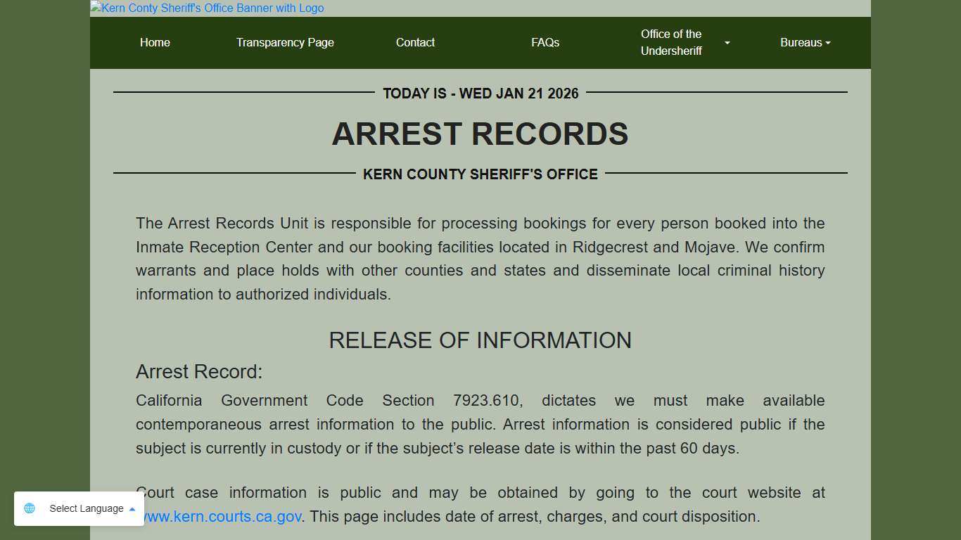 Arrest Records | KCSO