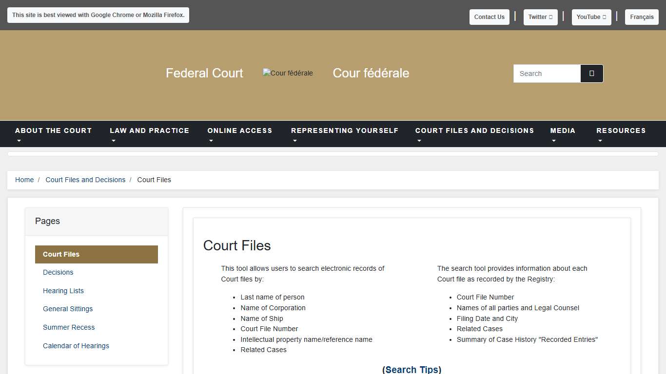 Federal Court - Court Files